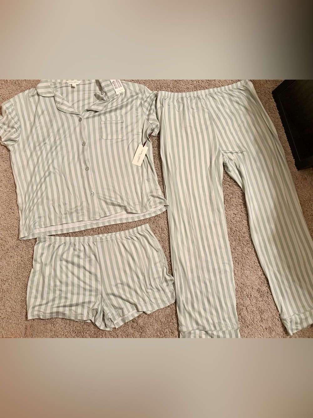 Laura Ashley 3-Piece Striped Pajama Set Size L – NWT
